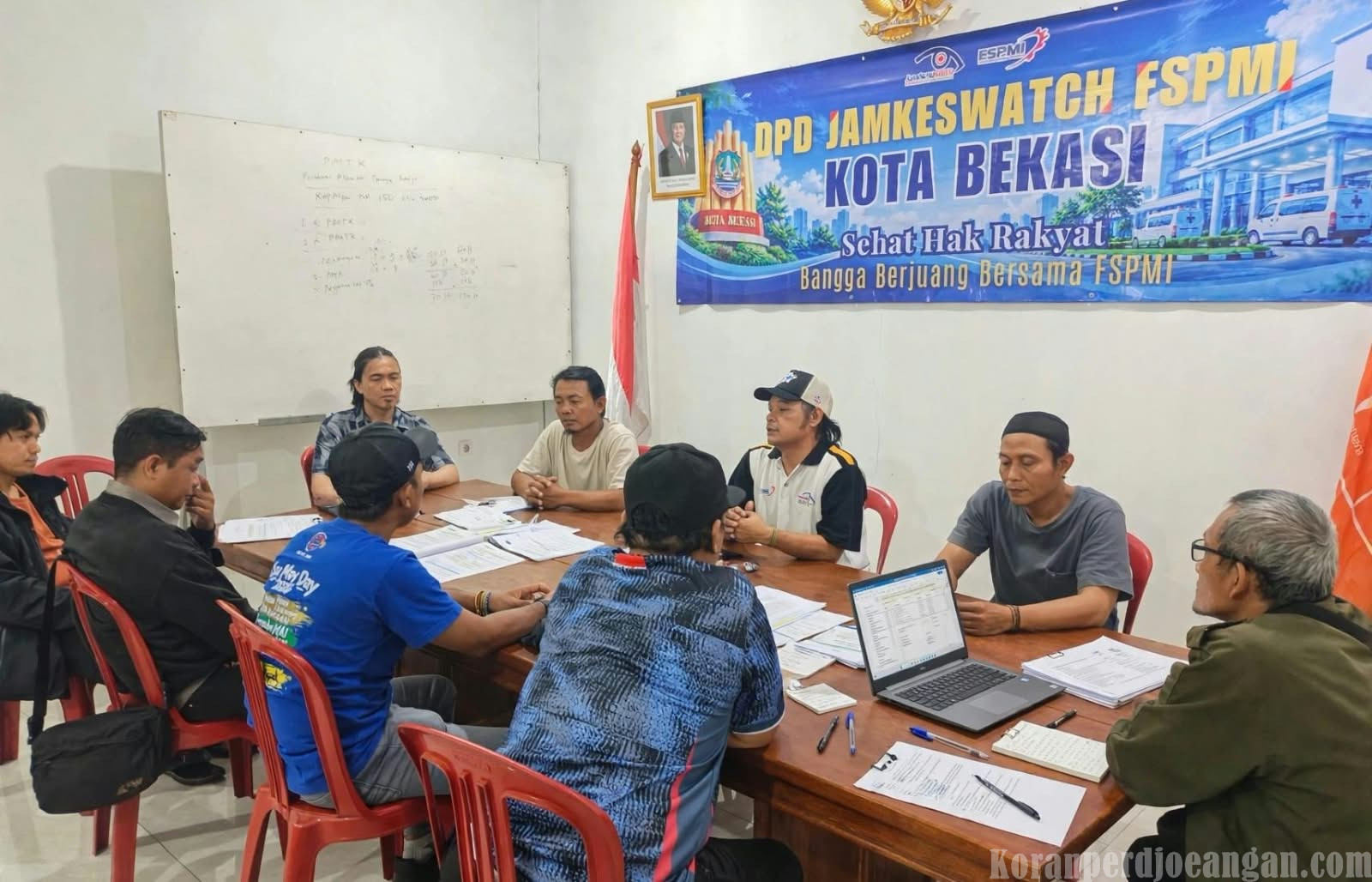 Penguatan Tupoksi Kepengurusan, Jamkeswatch FSPMI Kota Bekasi Gelar Ratin di Kantor Partai Buruh